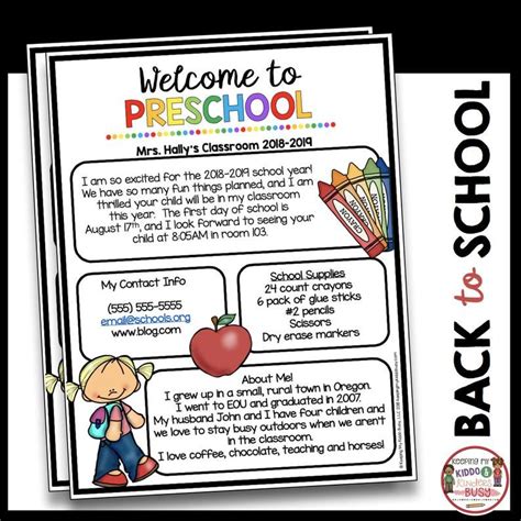Welcome To Preschool Editable Newsletter Back To School Meet The