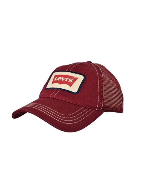 Levis Mens Batwing Logo Patch Adjustable Snapback Hat Red