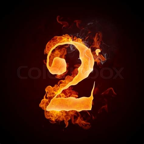 Fire Number 2 Isolated On Black Background Stock Photo Colourbox