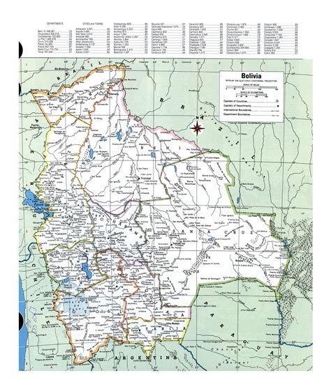Large Detailed Political And Administrative Map Of Bolivia With Cities