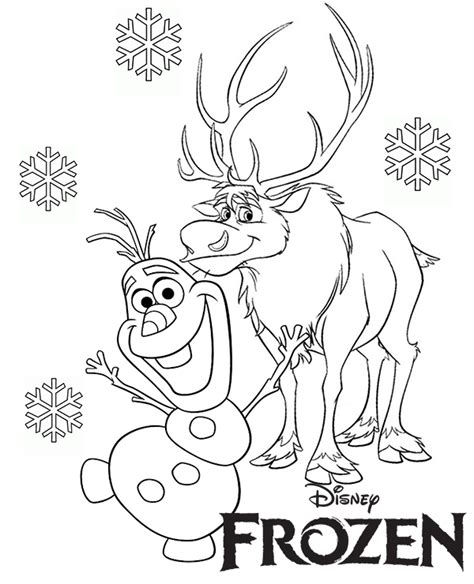 Best Coloring Pages Site Snowman Olaf And Sven Reindeer Coloring Page