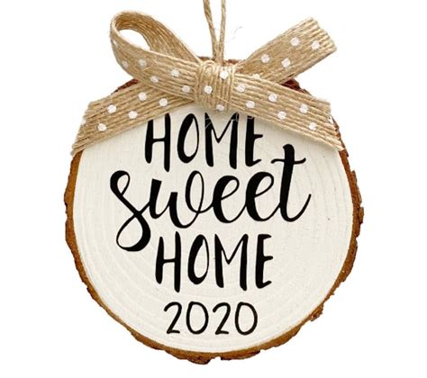 Home Sweet Home 2020 Wood Slice Christmas Ornament T