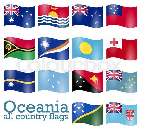 all country flags of oceania stock vector colourbox