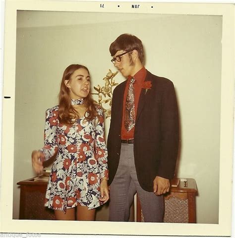 Vintage Old Photo Young Teenagers Couple 1970s Retro