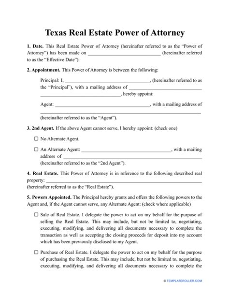 Texas Real Estate Power Of Attorney Template Fill Out Sign Online