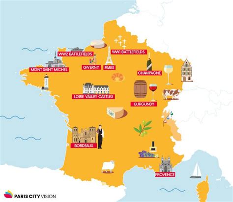 French Tourist Map The Best Places To See Pariscityvision Off