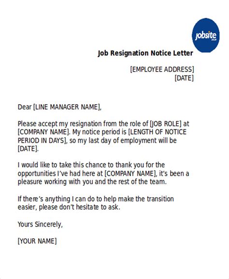 Free Resignation Letter Templates In Pdf Ms Word