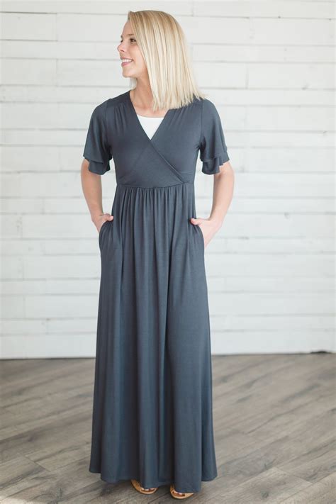 Ruffle Sleeve Modest Maxi Dress | Modest dresses for women, Modest dresses, Modest outfits