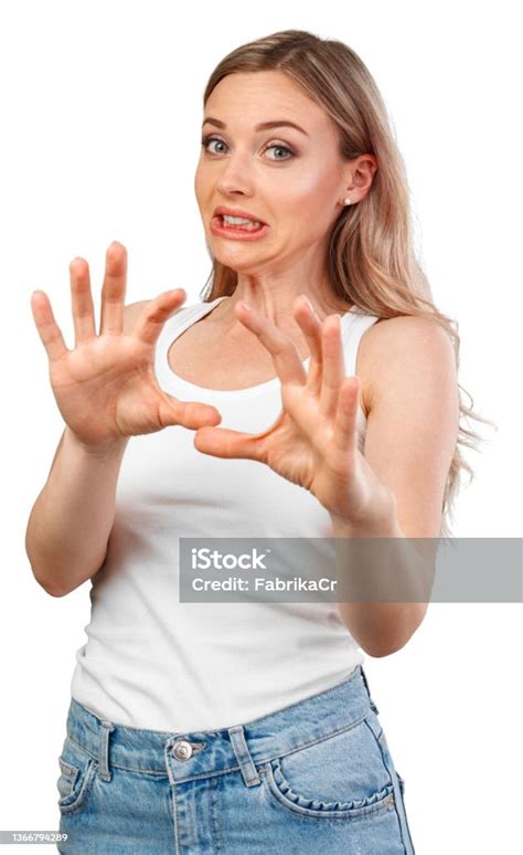 Emotional Angry Woman Screaming On White Isolated Studio Background foton och fler bilder på