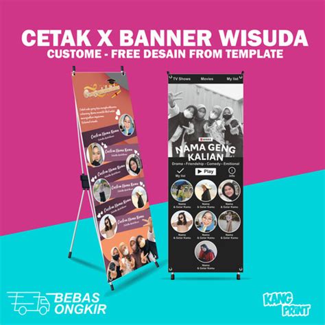 Jual Cetak X Banner Wisuda Kelulusan Custom Cetak Tiang Albatros