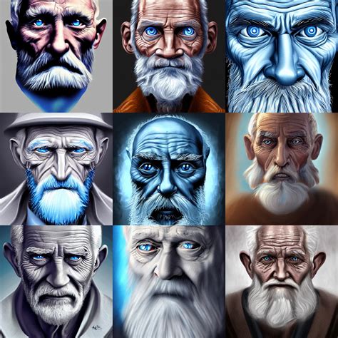 Old Man Blue Eyes Mighty Looking Digital Painting Stable Diffusion