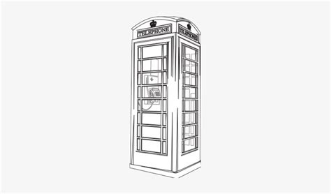 Black And White London Phone Booth Telephone Booth Red Drawing
