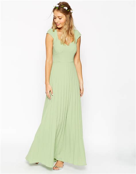 Lyst Asos Wedding Maxi Dress With Pleated Skirt And Sweetheart Detail