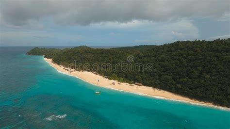 Aerial View Beautiful Beach On Tropical Island Boracay Island