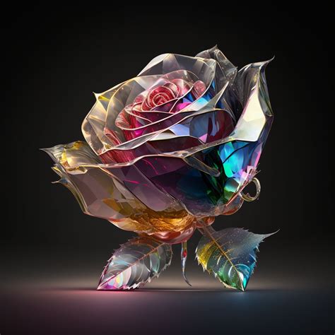 Transparent Multicolor Crystal Rose Openart