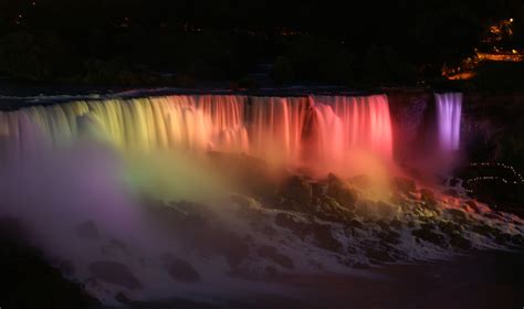 Niagara Falls Waterfall Rainbows Night Water Wallpapers Hd