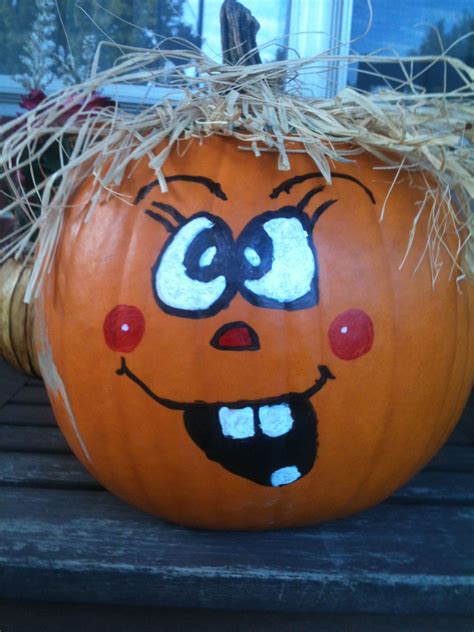 Cute Little Pumpkin Face 😀 Hand Painted Pumpkin Halloween Crafts Decorations Pumpkin Faces