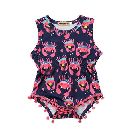 Newborn Infant Baby Girls Floral Crab Romper Blouse Swimsuit Clothes