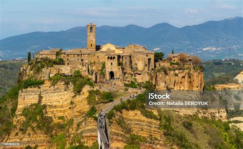 Close Up Panoramic Aerial View Of Civita Di Bagnoregio With A View Of