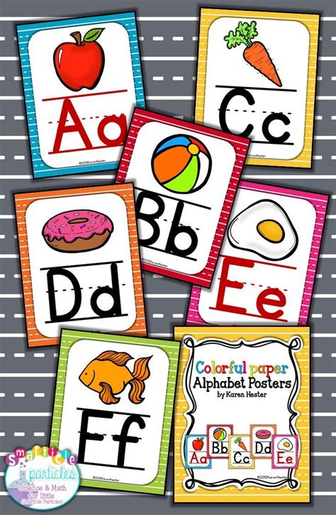 Four Different Alphabet Posters With Pictures Of Food