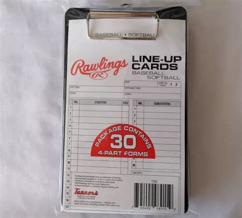 Line Up Cards Rawlings Alineación Beisbol Softbol Envío Gratis