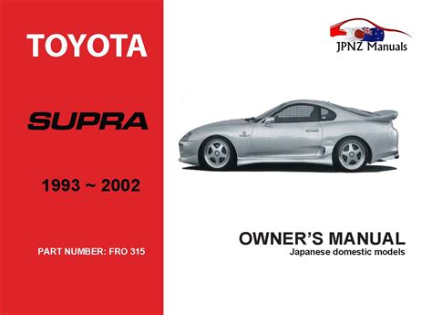 Toyota Supra Owners User Manual In English 1993 2002