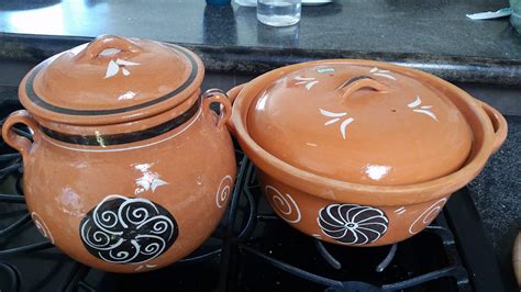 Lead Free Clay Bean Pot With Lid 35 Qt Olla Floreada Con Tapa Tonala