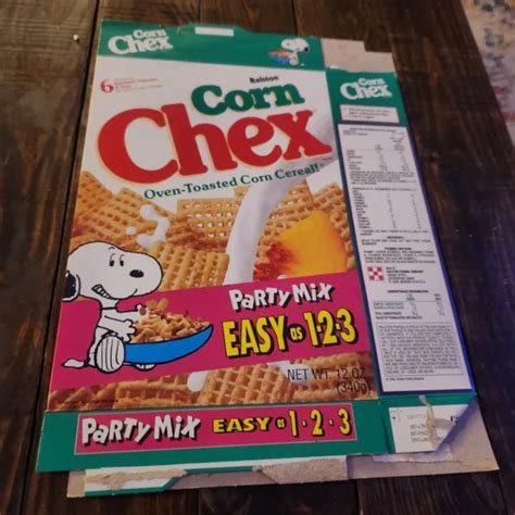 Vintage 1991 Ralston Corn Chex Cereal Box Snoopy Advertising 2 2000