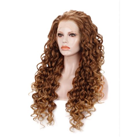 Kanekalon Wig Curly Dark Blonde Long Wig Online Lace Wig Store