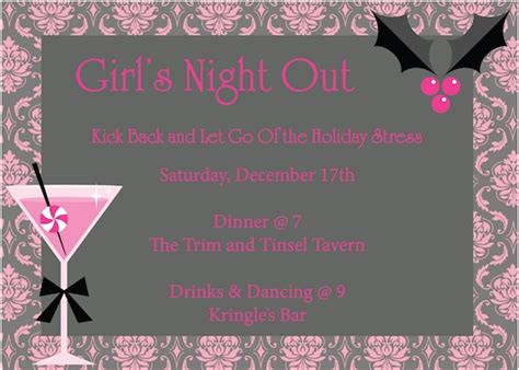 Items Similar To Girl S Night Out Holiday Christmas Invite Diy Invitation Bachelorette On Etsy
