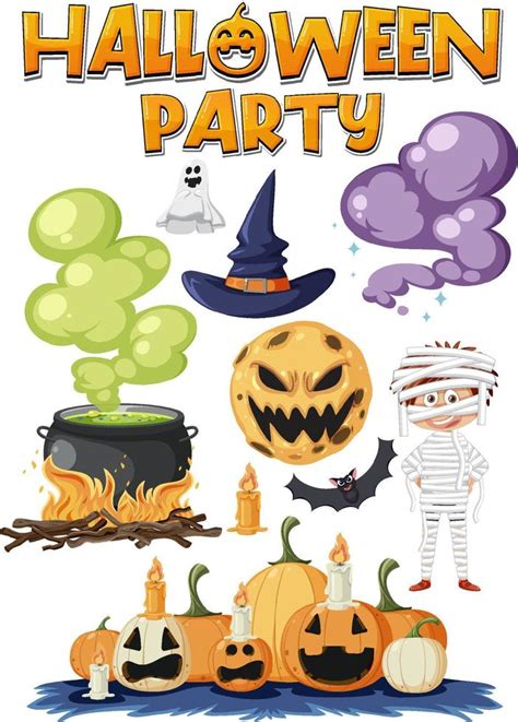Halloween Cartoon Character And Elements Set 12054283 Vector Art At