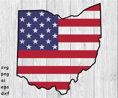 Ohio Outline American Flag Svg Png Ai Eps Dxf Digital Etsy