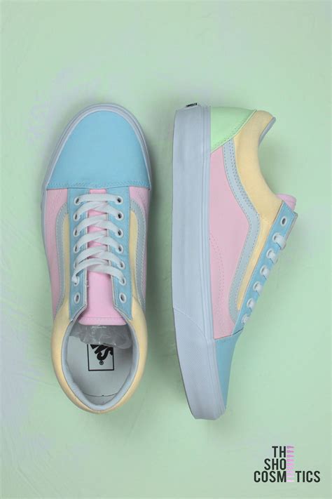 Explore Our Customized Pastel Vans Old Skool Custom Sneakers Looking