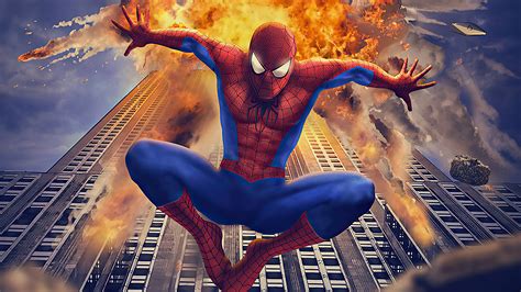 2560x1440 Spiderman Building Blast 1440p Resolution Hd 4k Wallpapersimagesbackgroundsphotos