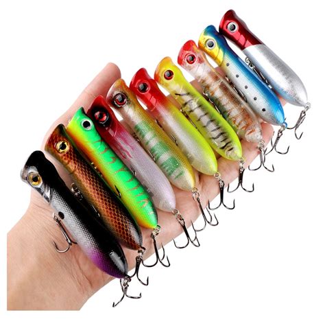 Buy 10pcslot Floating Poppers Hard Lures Fishing 8cm