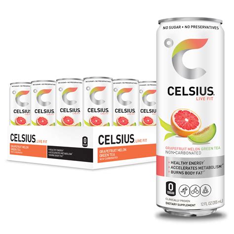 Celsius Grapefruit Melon Green Tea Non Carbonated Fitness Drink Zero