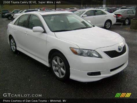 V4, remote trunck release, cruise control, traction control, 6 speed automatic transmission, bucket seats, telephone bluetooth connection, power door · dynamics of 3.5 v6 version. Super White - 2008 Toyota Camry SE V6 - Ash Interior | GTCarLot.com - Vehicle Archive #40821233