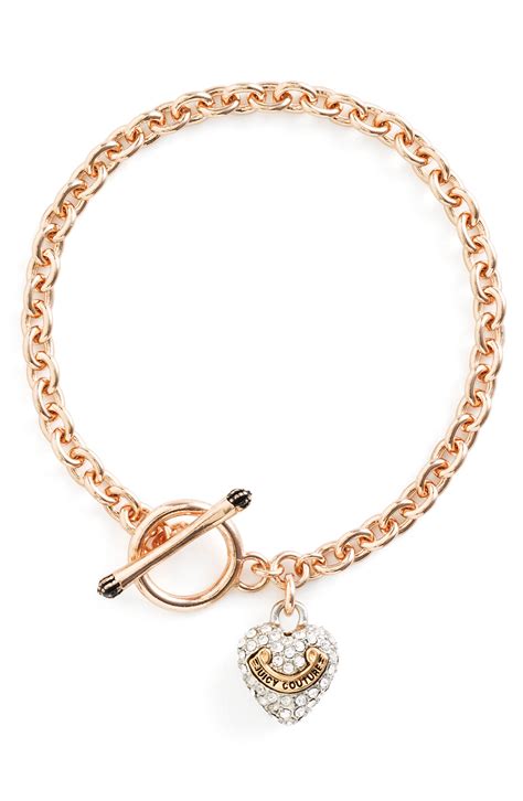 Juicy Couture Juicy Icons Wish Pavé Heart Bracelet In Pink Rose Gold