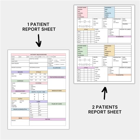 Nursing Report Sheet Multiple Patientsnurse Report Bundle Etsy