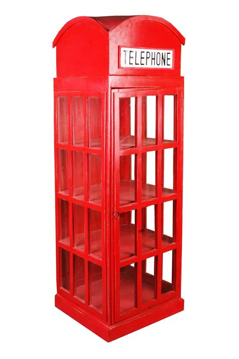English Phone Booth Cabinet Distressed Red Home Bars And More