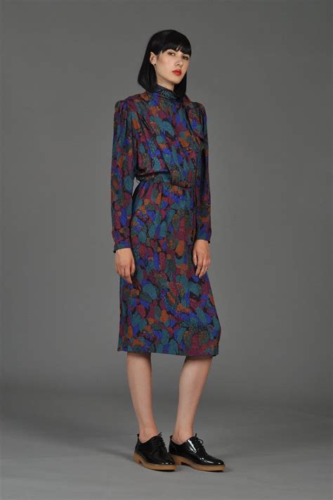Ungaro 1980s Floral Silk Dress With Ascot Bustown Modern