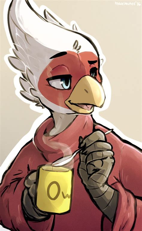 A Drawing Of A Bird With A Cup In Its Hand And The Word O On It