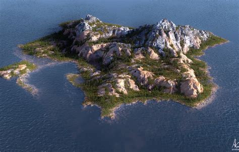 Wallpaper Forest Mountains Island Houdini Islands Images For Desktop