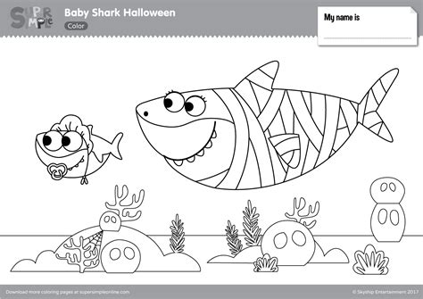 Baby shark coloring book this crayola color & sticker book offers 32 baby shark coloring pages and 4 sticker sheets—includes over 50 stickers! Baby Shark Halloween Coloring Pages - Super Simple