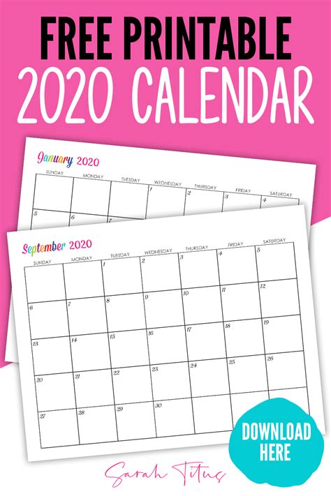 Grab This Free Printable 2020calendar To Help You Stay Organized This