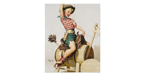 Cowgirl Riding Pin Up Poster Zazzle