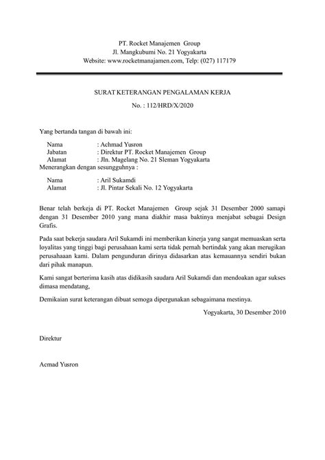 Surat keterangan ini biasa disingkat sku. Download Contoh Surat Pengalaman Kerja Bagi Karyawan DOC