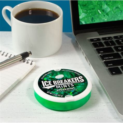 Ice Breakers Spearmint Flavored Sugar Free Breath Mints Tin Tin