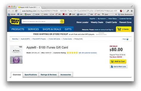 Who knows, you might even start a book club! Best Buy (again) has $100 iTunes gift card for $80