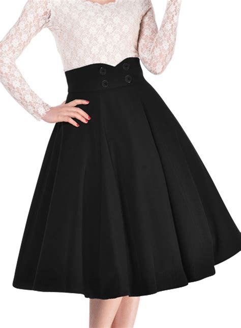 Miusol Womens Vintage High Waist A Line Retro Casual Swing Skirt